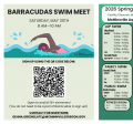 Barracuda swim meet on Saturday, May 30th 8am to 10am! Scan the QR code (https://tinyurl.com/3hpbd8j5) to register for the meet!