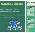 No evening fitness classes on June 26 and 27. Pool space will be independent exercise!