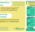 Maintenance closure August 22 to September 27 and internet is working again! 