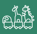 Kid's wagon with elephant, giraffe and dinosaur