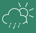 Sun, rain, and cloud weather icon