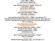 warming shelter schedule january 13 weekend