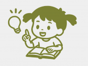 line art child with open book and an idea