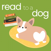 clip art of cute dog and book with text read to a dog