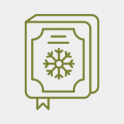 green line art of a book with snowflake