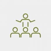 stick person standing in front of audience