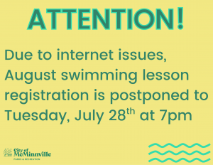 Due to internet issues, august lesson registration moved to July 28 at 7pm.