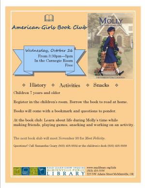 American Girl Book Club flyer