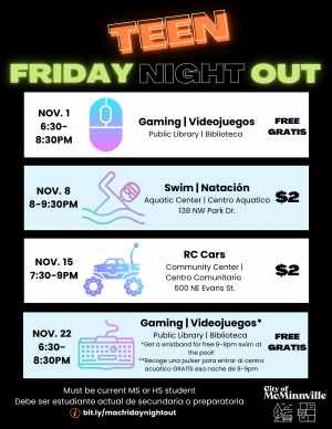 Teen Friday Night Out for November 