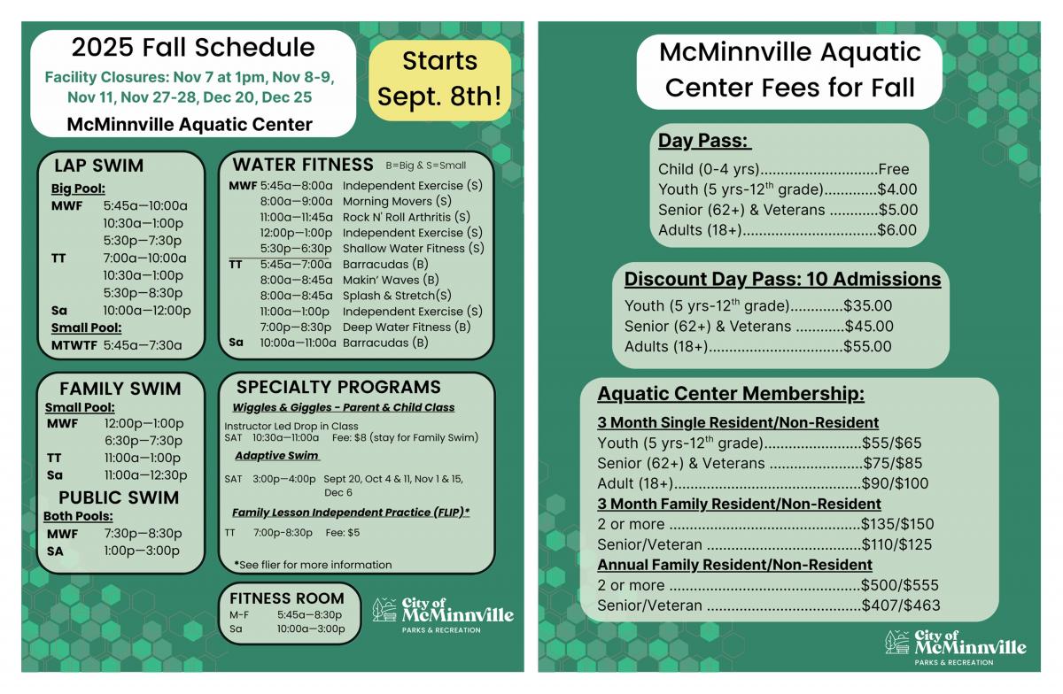 Price changes and Fall schedule