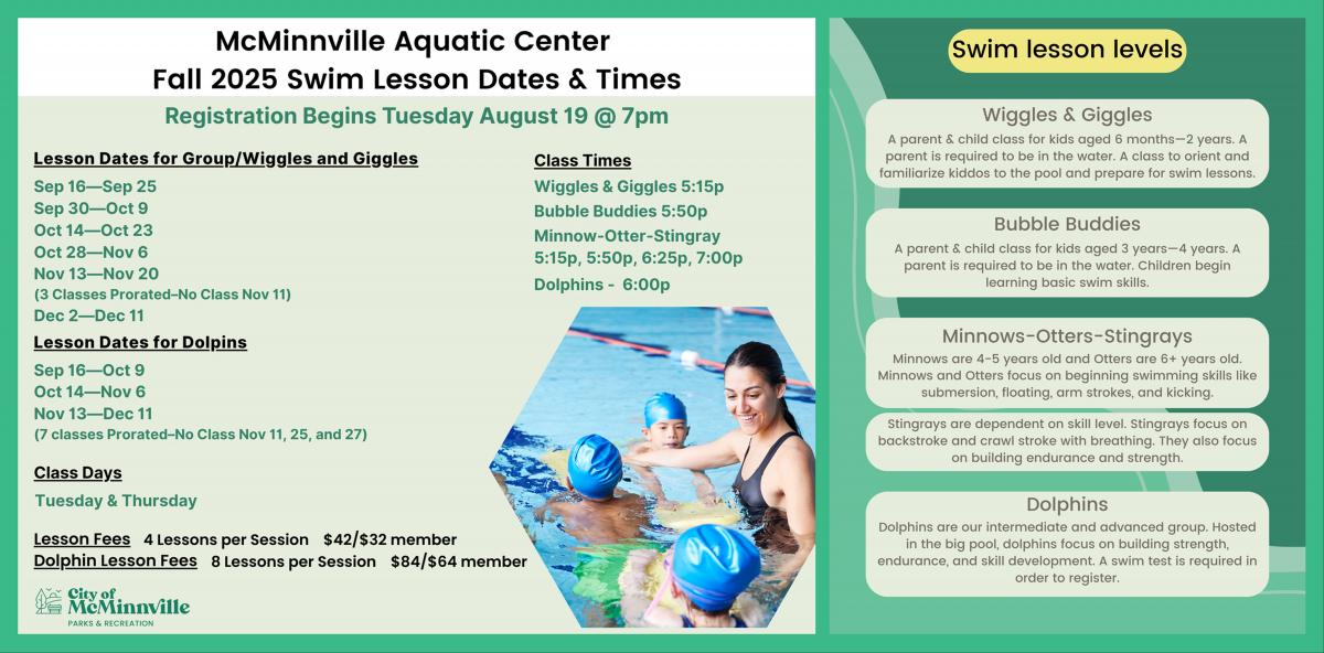 Fall lessons will open on August 19th at 7PM