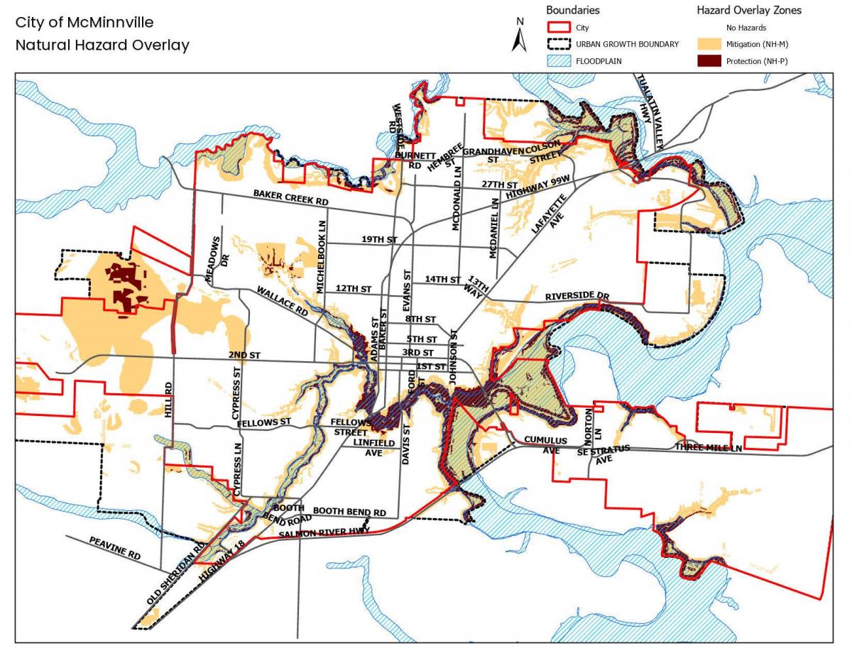 Natural Hazards Map (Updated January 2026) Map of McMinnville with Natural Hazards Overlay