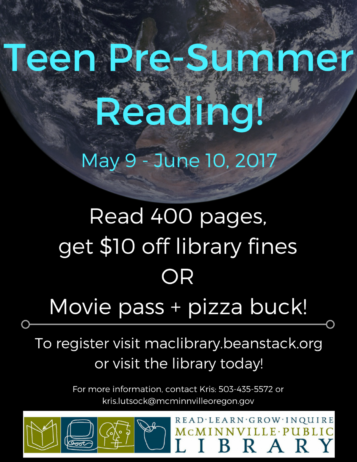 Teen Pre-Summer Reading flyer