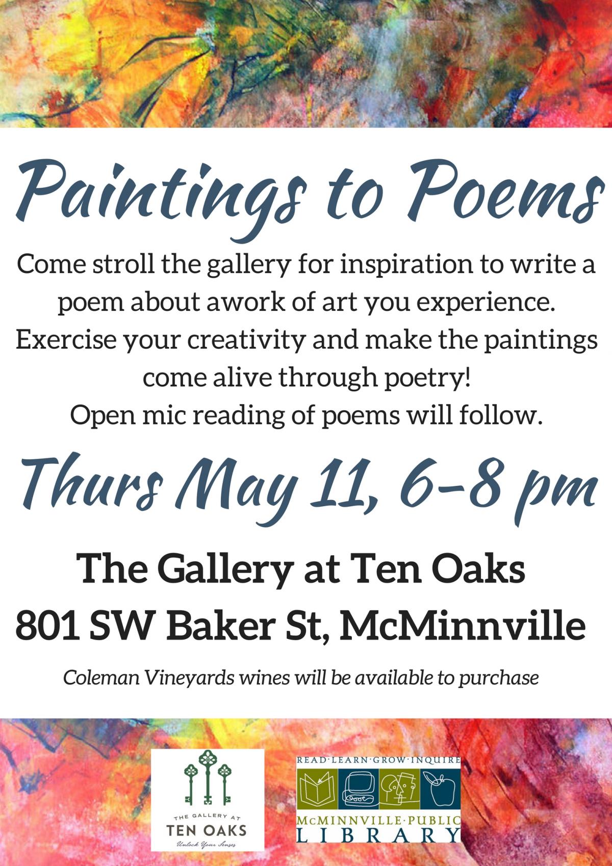 Paintings to Poems flyer