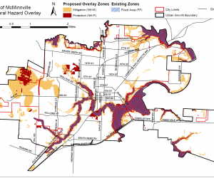 Map of McMinnville with Natural Hazard Overlay