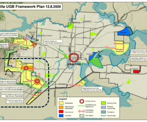 McMinnville Urban Growth Boundary Framework Plan with Southwest Area Plan Circled
