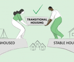 Transitional housing bridging the gap between unhoused populations and stable housing