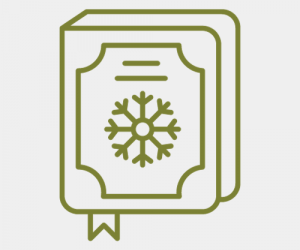 line art of book with snowflake on cover