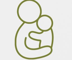 line art parent and small child hugging