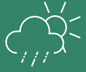 Sun, rain, and cloud weather icon